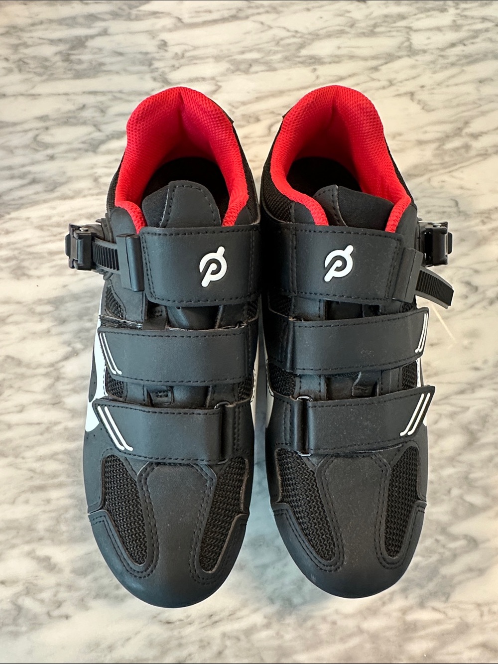 Peloton Black Cycling Shoes with Red Lining! Like NEW!